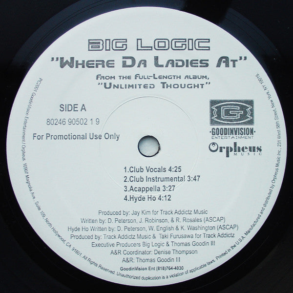 Big Logic : Where Da Ladies At / Hollar (12", Promo)