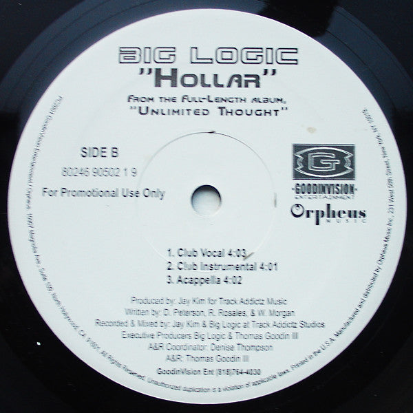 Big Logic : Where Da Ladies At / Hollar (12", Promo)