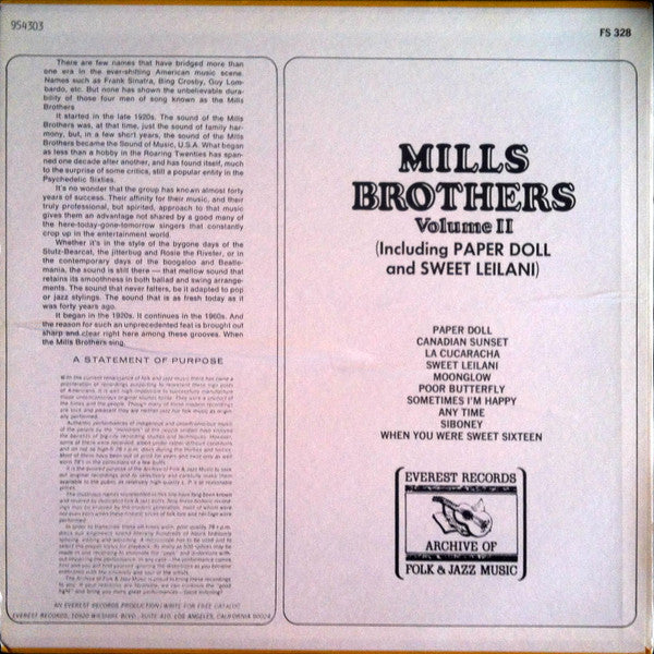 The Mills Brothers : Mills Brothers Volume II (LP, Comp)