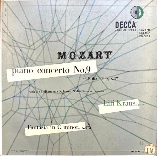 Wolfgang Amadeus Mozart – Lili Kraus, Philharmonia Orchestra, Walter Susskind : Piano Concerto No.9 In E Flat Major, K.271 (LP, Mono)