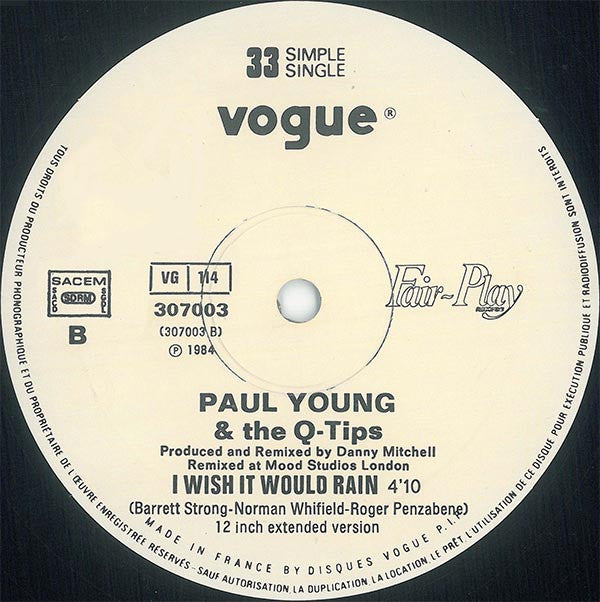 Paul Young & The Q Tips : Love Hurts / I Wish That It Would Rain (12")