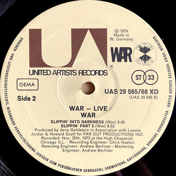 War : War Live (2xLP, Album, Gat)