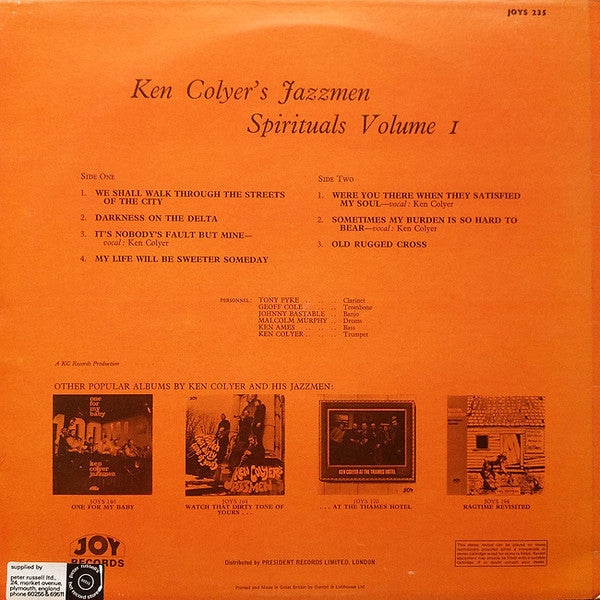 Ken Colyer's Jazzmen : Spirituals Volume 1 (LP, Album)