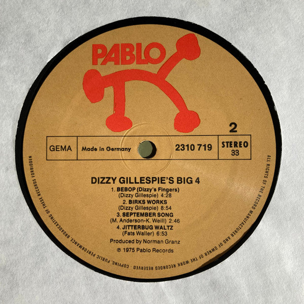 Dizzy Gillespie's Big 4 : Dizzy Gillespie's Big 4 (LP, Album)