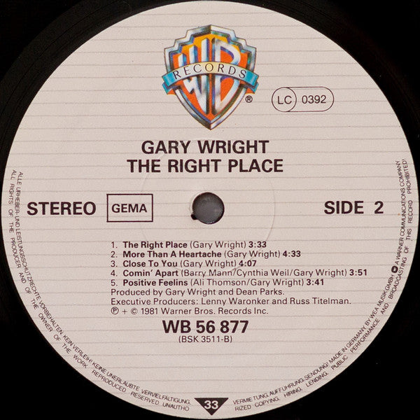 Gary Wright : The Right Place (LP, Album)