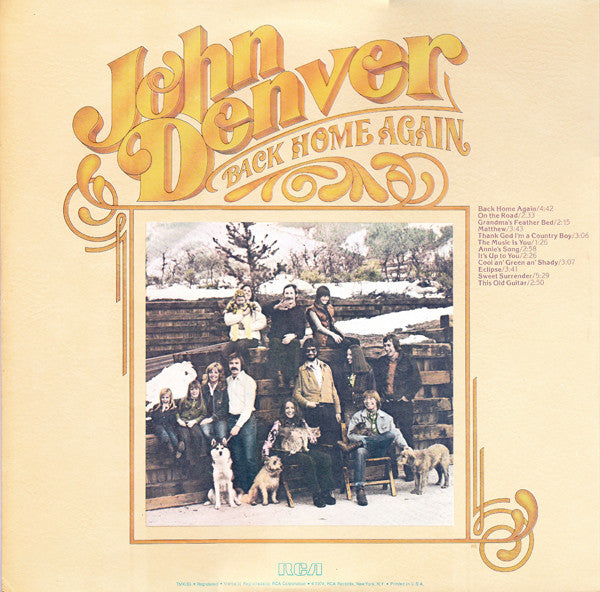 John Denver : Back Home Again (LP, Album, RP, Tan)