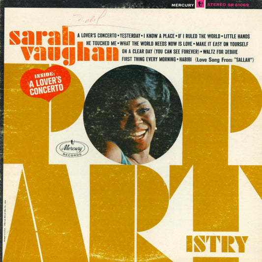 Sarah Vaughan : Pop Artistry (LP, Album, Pit)