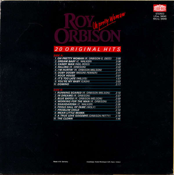 Roy Orbison : Oh Pretty Woman  (20 Original Hits) (LP, Comp)