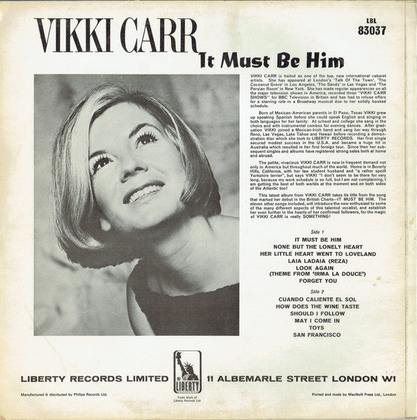 Vikki Carr : It Must Be Him (LP, Album, Mono, RE)