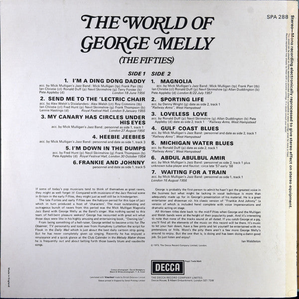 George Melly : The World Of George Melly (The Fifties) (LP, Comp)