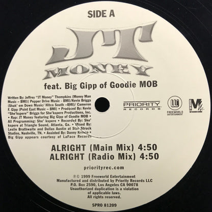 JT Money Feat. Big Gipp : Alright (12", Single, Promo)