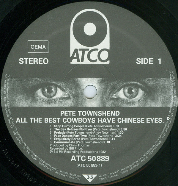 Pete Townshend : All The Best Cowboys Have Chinese Eyes (LP, Album, Gat)