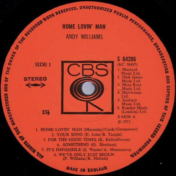 Andy Williams : Home Lovin' Man (LP)