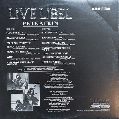 Pete Atkin : Live Libel (LP, Album)