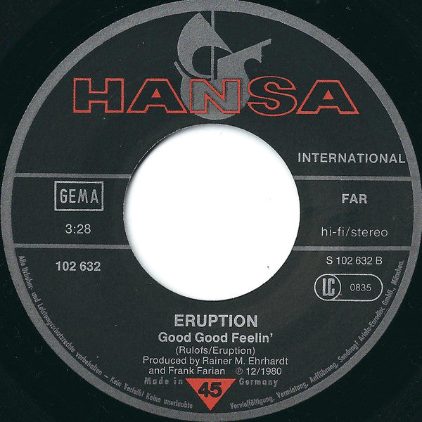 Eruption (4) : Runaway / Good Good Feelin' (7", Single)