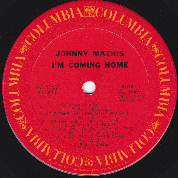 Johnny Mathis : I'm Coming Home (LP, Album, Pit)