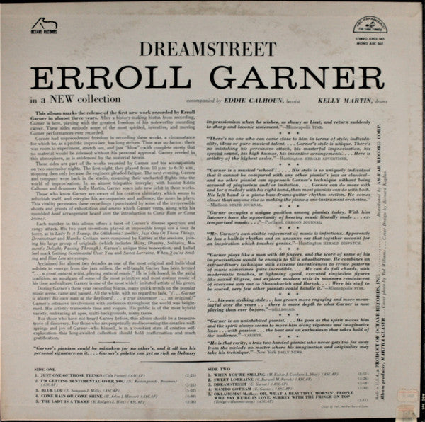 Erroll Garner : Dreamstreet (LP, Album, Mono)