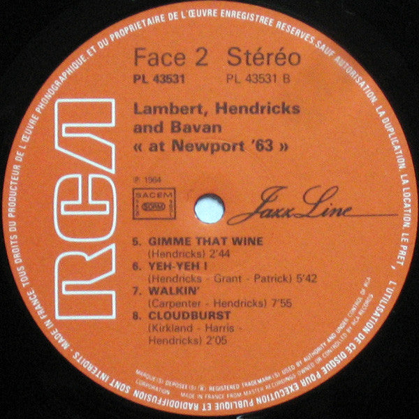 Lambert, Hendricks & Bavan : At Newport '63 (LP, Album, RE)