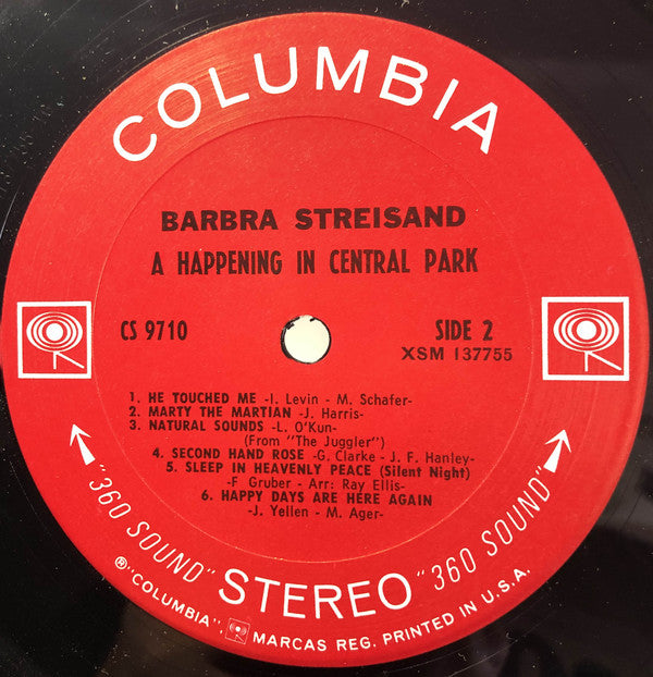 Barbra Streisand : A Happening In Central Park (LP, Album)