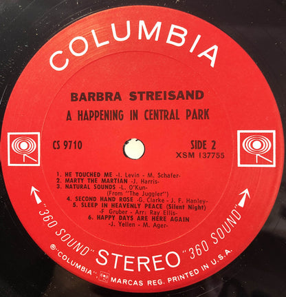 Barbra Streisand : A Happening In Central Park (LP, Album)