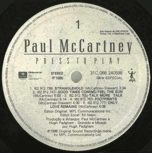 Paul McCartney : Press To Play (LP, Album, Gat)