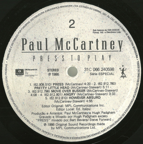 Paul McCartney : Press To Play (LP, Album, Gat)