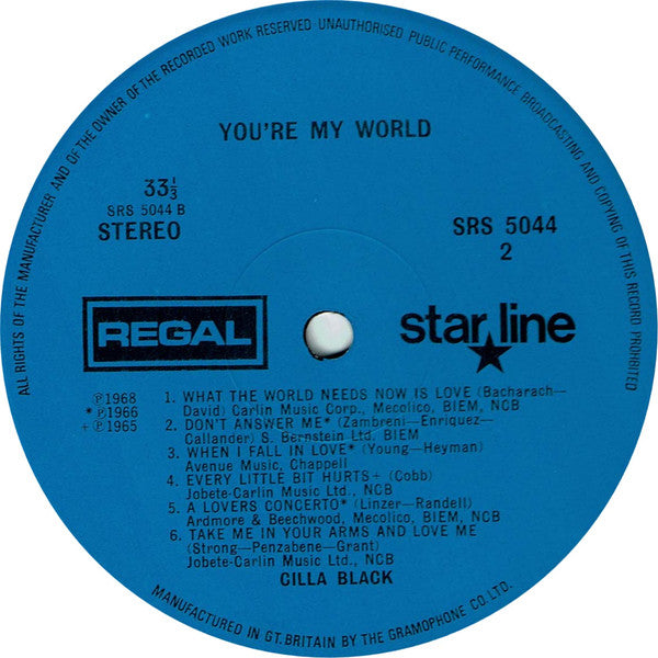 Cilla Black : You're My World (LP, Comp)