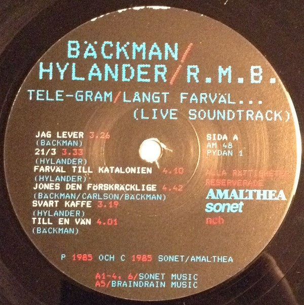 Py Bäckman / Dan Hylander / Raj Montana Band : Tele-Gram/Långt Farväl... (Live Soundtrack) (2xLP, Album, Gat)