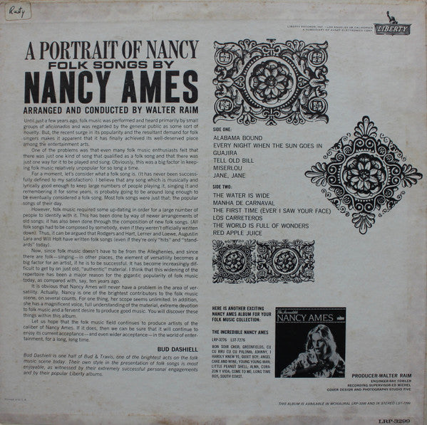 Nancy Ames : A Portrait Of Nancy (LP, Album, Mono)