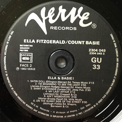 Ella Fitzgerald & Count Basie : On The Sunny Side Of The Street (LP, Album, RE)