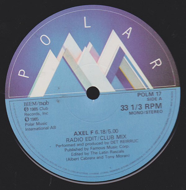 Det Reirruc / Club's Rappers : Axel F / Like Eddie Did (12")