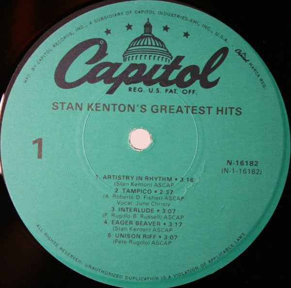 Stan Kenton : Stan Kenton's Greatest Hits (LP, Comp, Mono, RE)