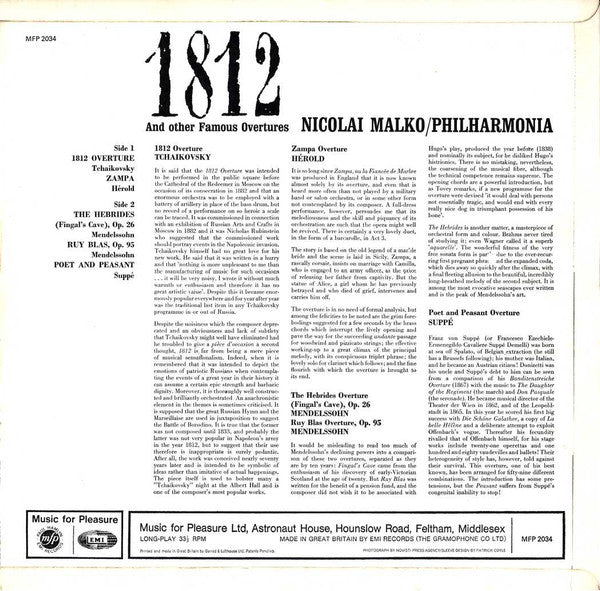 Nicolai Malko / Philharmonia Orchestra : 1812 And Other Famous Overtures (LP, Comp, Mono)