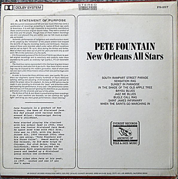 Pete Fountain : New Orleans All Stars (LP, Album)