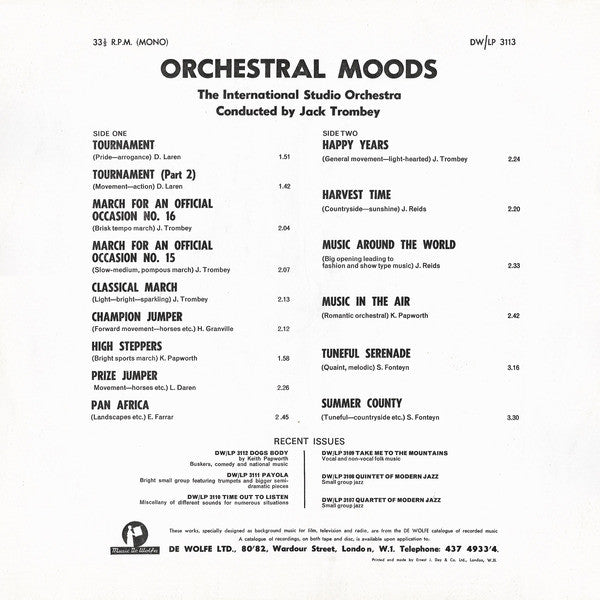 The International Studio Orchestra : Orchestral Moods (LP)