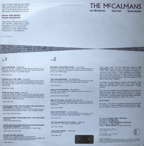 The McCalmans : Peace And Plenty (LP)