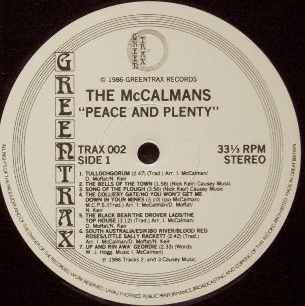 The McCalmans : Peace And Plenty (LP)