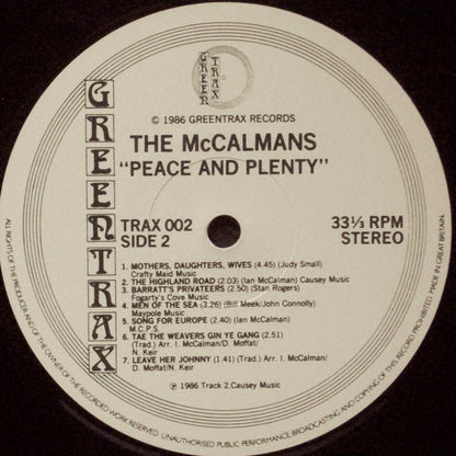 The McCalmans : Peace And Plenty (LP)