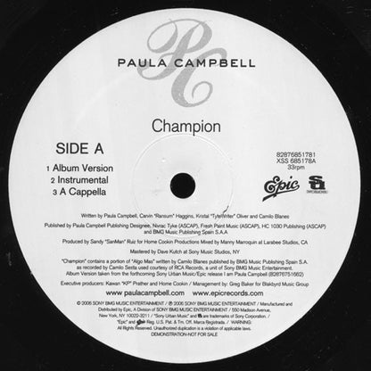 Paula Campbell : Champion (12", Promo)