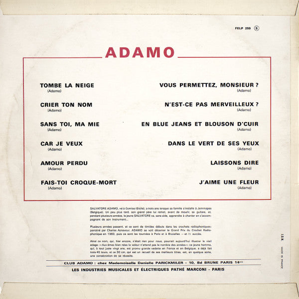 Adamo : Adamo (LP, Album, Mono)