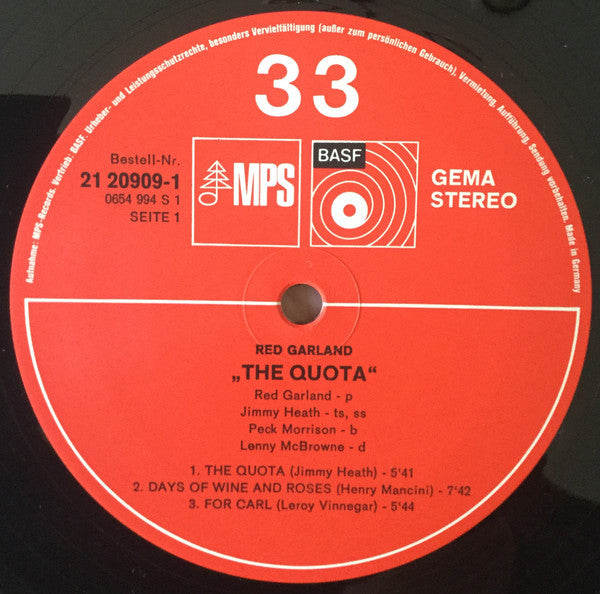 Red Garland : The Quota (LP, Album)