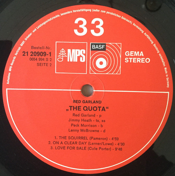 Red Garland : The Quota (LP, Album)