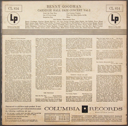 Benny Goodman : The Famous 1938 Carnegie Hall Jazz Concert - Vol. 1 (LP, Album, Mono, RE)