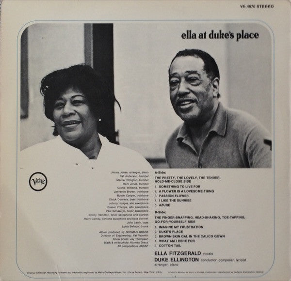 Ella Fitzgerald And Duke Ellington : Ella At Duke's Place (LP, Album)