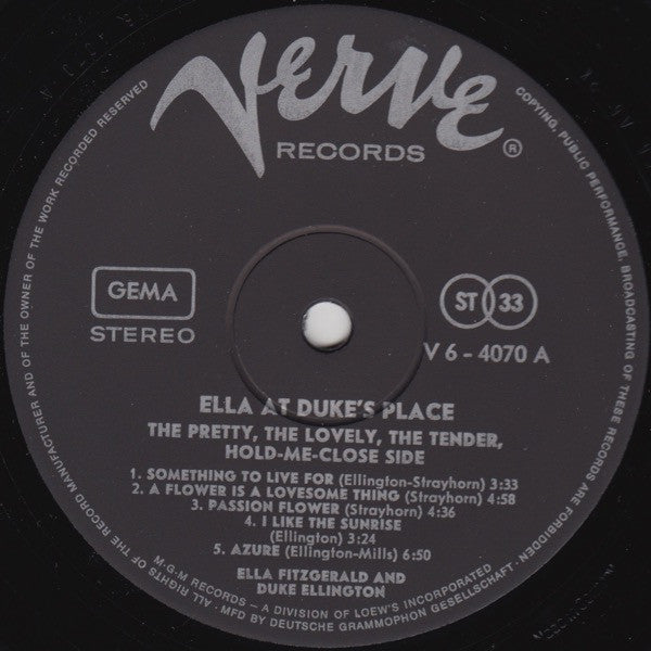 Ella Fitzgerald And Duke Ellington : Ella At Duke's Place (LP, Album)