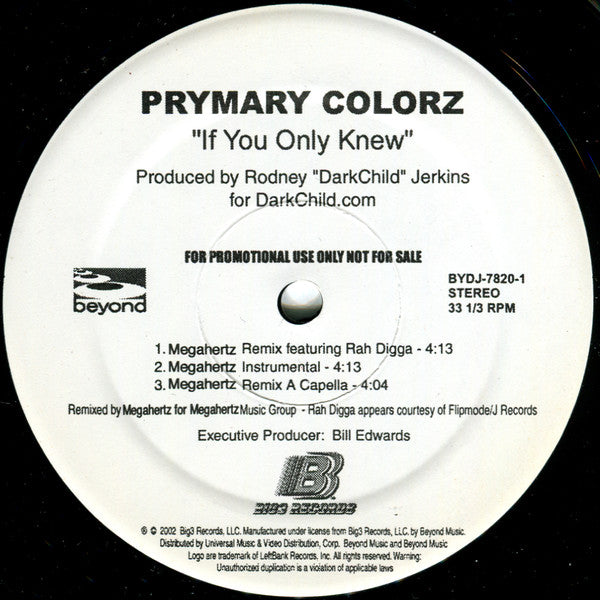 Prymary Colorz : If You Only Knew (12", Promo)