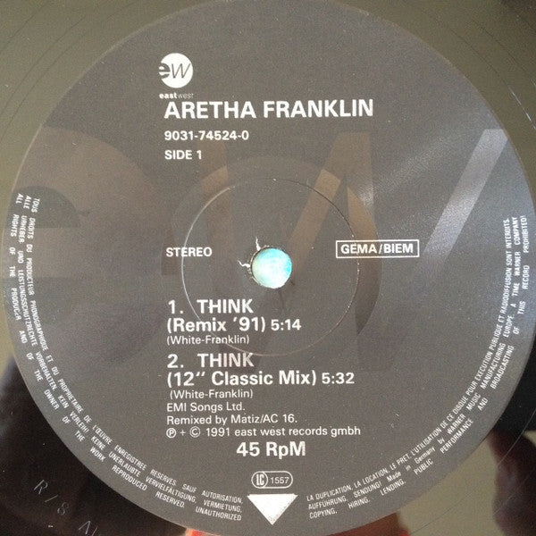 Aretha Franklin : Think - Remix 91 (12")