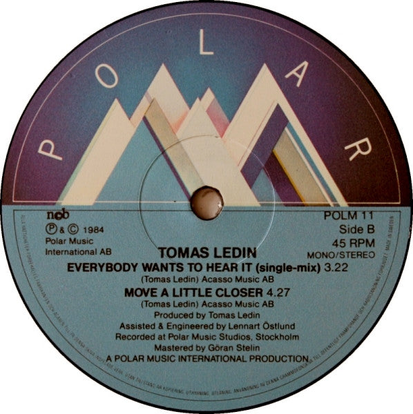 Tomas Ledin : Everybody Wants To Hear It (10", Single)