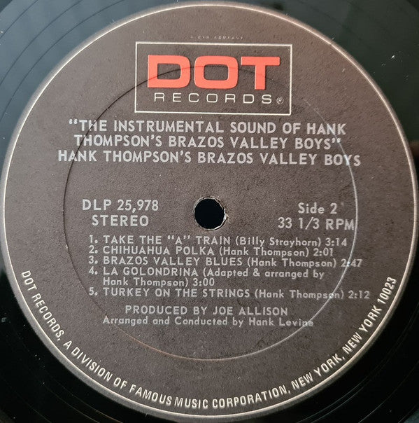 Hank Thompson And His Brazos Valley Boys : The Instrumental Sound Of Hank Thompson's Brazos Valley Boys (LP, Album, RE)