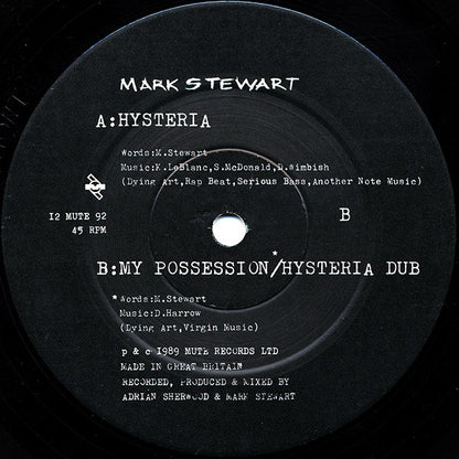 Mark Stewart : Hysteria (12", Single)